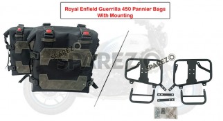 Fit For Royal Enfield Guerrilla 450 Canvas Pannier Bags Black With Mounting